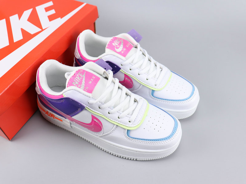 WMNS Nike Air Force 1 Shadow White Pink Blue Shoes